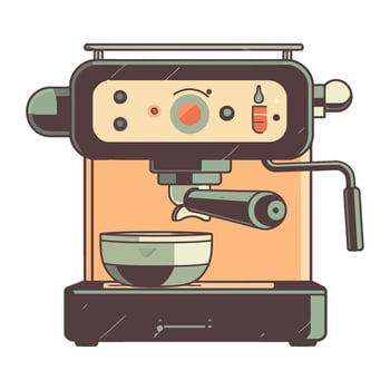 Fresh coffee brewing in machinery equipment icon isolated vector