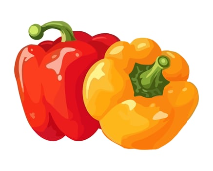 Fresh pepper vegetables, ripe and healthy for eating icon isolated vector