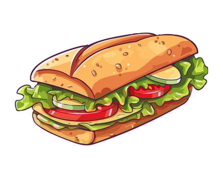 Grilled sandwich on sesame bun icon isolated vector