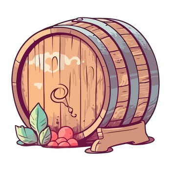 Drink wine from the barrel and grapes icon isolated vector