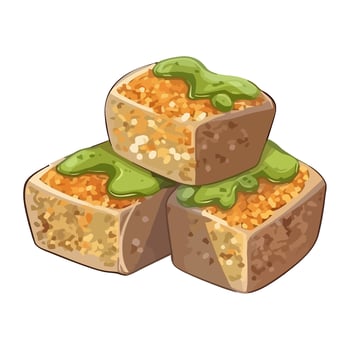 sweet cereal and almond nougat icon isolated vector