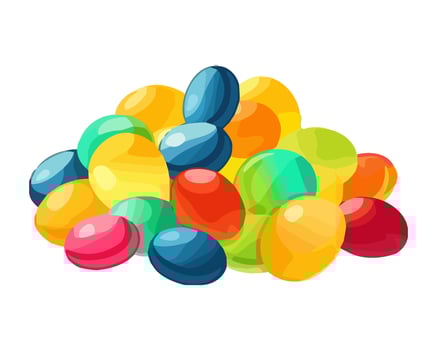 Colored sweet caramels on white backdrop icon isolated vector