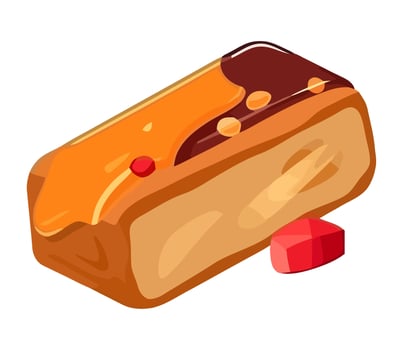 A cute cartoon baking sweet cereal bar icon isolated vector