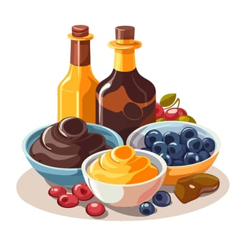 Fresh organic fruit and sauces in gourmet design icon isolated vector