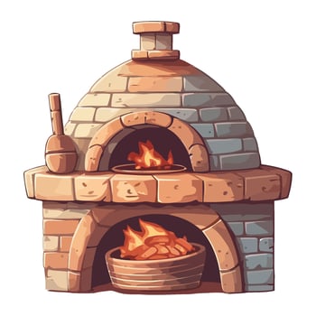 Burning traditional brick oven icon isolated vector