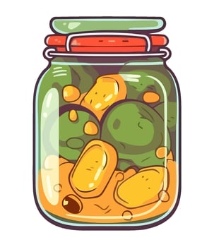 Fresh organic vegetables in jar, healthy meal icon isolated vector