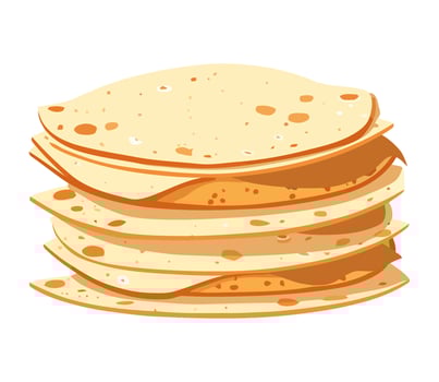 Stack of golden pita bread icon isolated vector