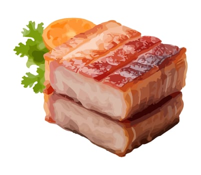 Fresh gourmet meal meat slice, healthy eating icon isolated vector