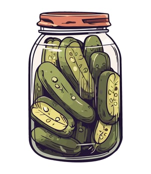 Fresh pickled cucumbers in a glass jar icon isolated vector
