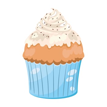 Cupcake with chocolate sprinkles icon isolated vector