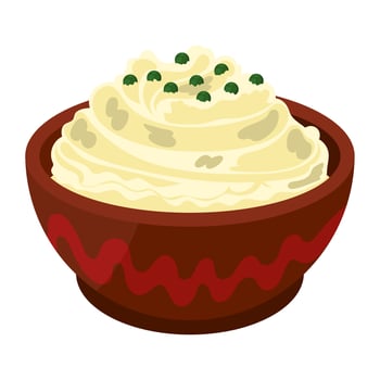 mashed potatoes and peas isolated illustration vector