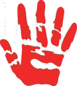handprint paint color greeting isolated icon vector