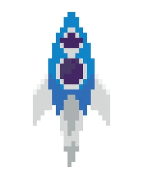battle ship pixels space isolated icon vector