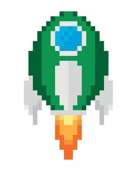 battle ship pixels launching isolated icon vector