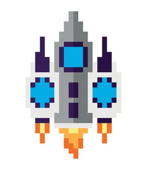 battle ship pixels vintage technology isolated icon vector