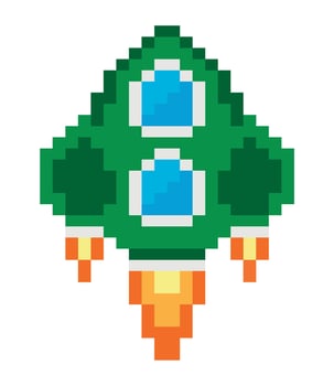 battle ship pixels green isolated icon vector