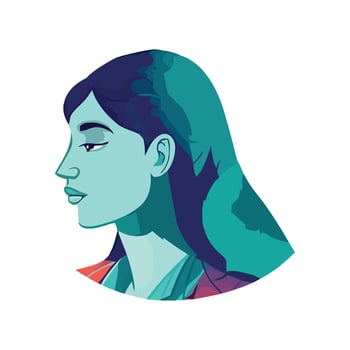 Smiling young woman in fashion illustration design icon isolated vector