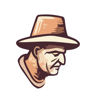 One cheerful old cowboy icon isolated vector