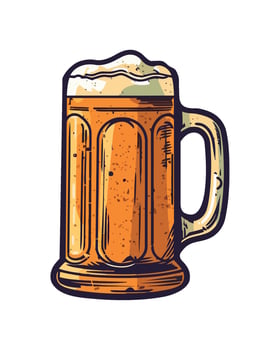 Frothy beer in a gold glass mug icon isolated vector