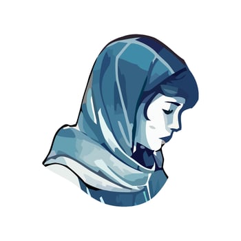 One person smiling in traditional hijab costume icon isolated vector