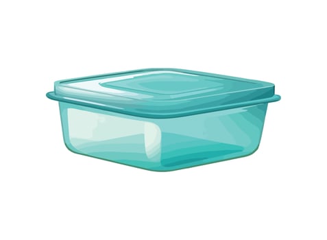 Transparent plastic container blue icon isolated vector