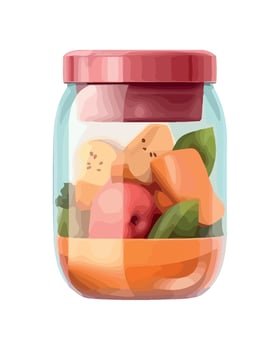 Fresh organic fruit jar label design icon isolated vector