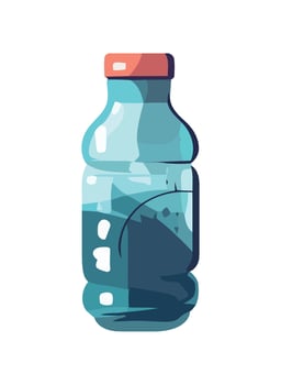 Purified water in plastic bottle with blue label icon isolated vector
