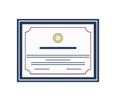Certificate, achievement and success icon isolated vector
