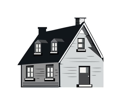 Modern residential house with black chimney icon isolated vector