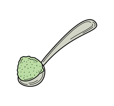 matcha tea powder and spoon icon isolated vector