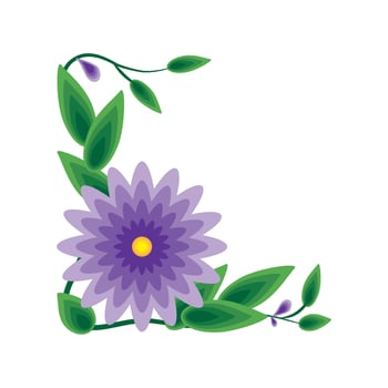 corner frame flowers and leaves isolated icon vector