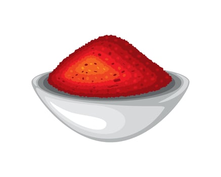chili pepper powder in bowl illustration isolated vector