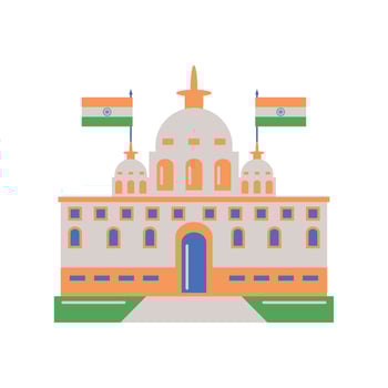 republic day india landmark building illustration vector
