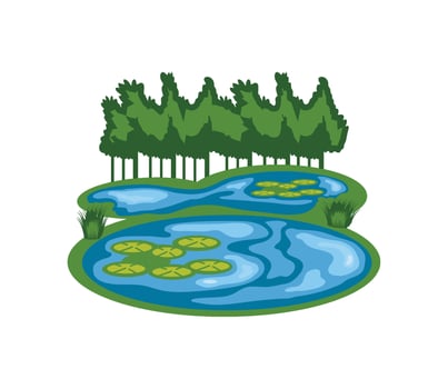 wetland and trees illustration isolated vector