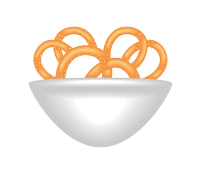 pretzels in a dish illustration vector