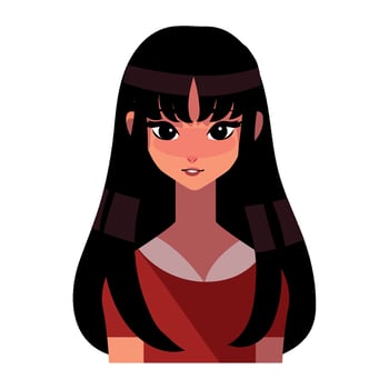 young woman long hair cute icon isolated vector