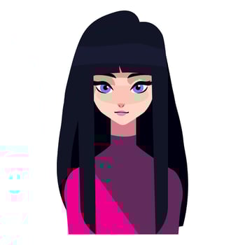 young woman long hair portrait icon isolated vector