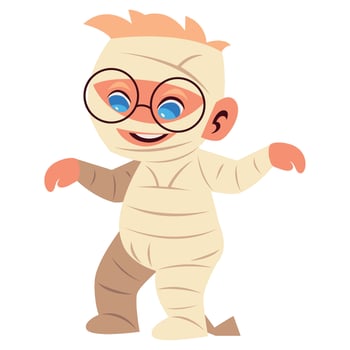 halloween kid disguised in costume mummy isolated vector
