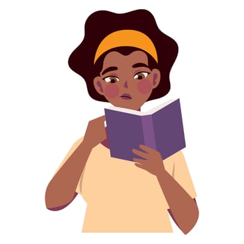 woman reading a textbook illustration isolated vector