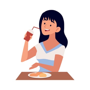 woman eating a lunch illustration isolated vector