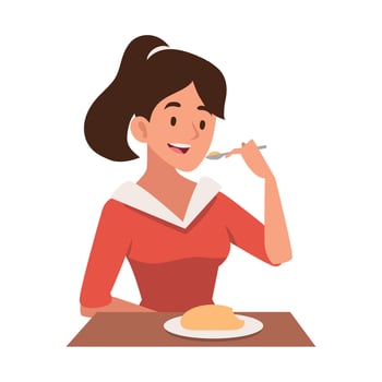 woman eating a pastry illustration isolated vector