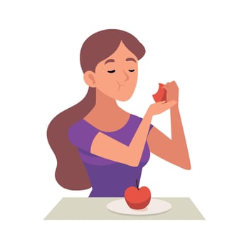 woman eating fruit illustration isolated vector