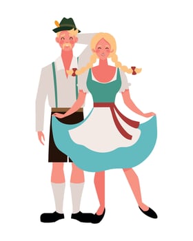 german couple in costume traditional illustration vector