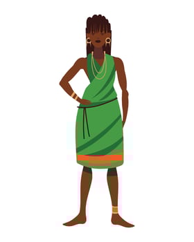 south africa woman in green dress illustration vector