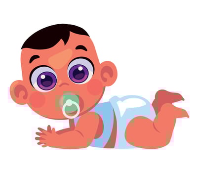 baby with pacifier cartoon illustration isolated vector