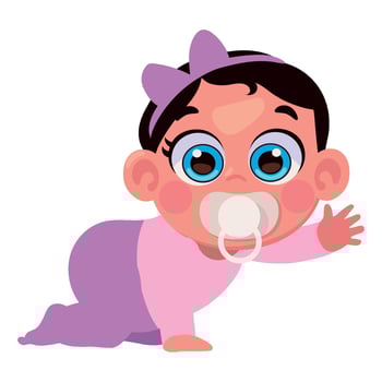 baby girl with pacifier crawling isolated vector