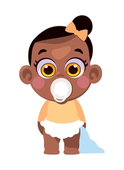 baby girl with pacifier cartoon isolated vector