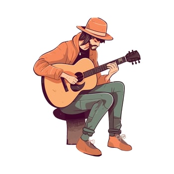Acoustic guitarist playing on stage icon isolated vector