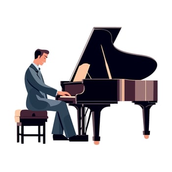 One person playing piano icon isolated vector