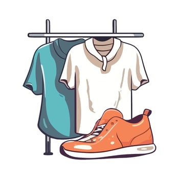 Fashionable clothing hanging in modern store icon isolated vector